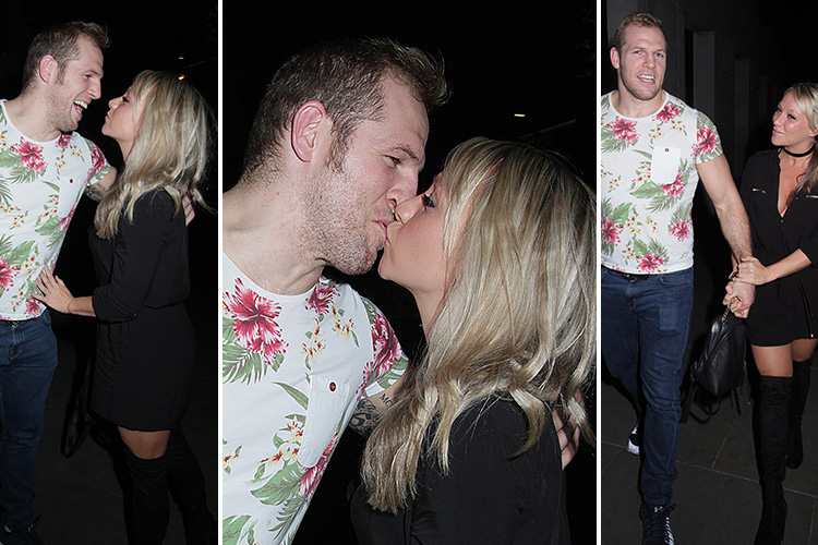 Chloe Madeley and James Haskell can’t keep their hands off each as they pack on the PDA during romantic date night