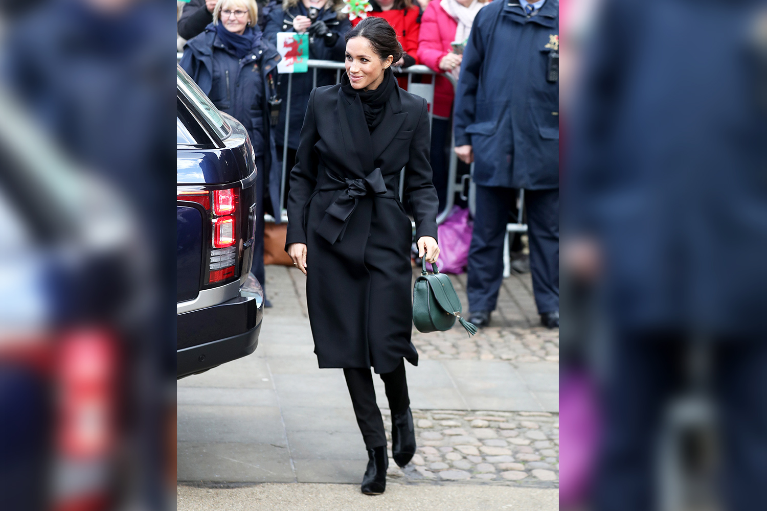 Meghan Markle and Prince Harry wear coordinated outfits in Cardiff