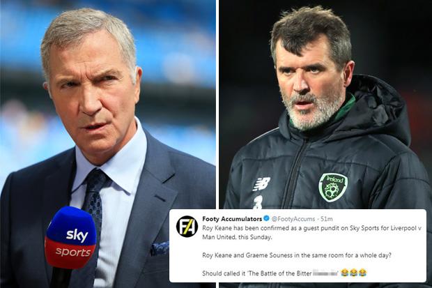 Fans expect fireworks as Roy Keane and Graeme Souness named as Sky Sports pundits for Liverpool vs Man Utd