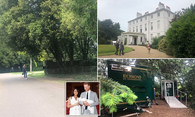 ‘It’s surprising how close people can get’: Harry and Meghan install CCTV and new gates at Frogmore Cottage as portable loos are set up on estate for the public to use during £7 day trips