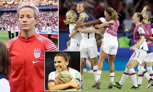 Miss America: Rapinoe scores TWICE to help the U.S. women’s soccer team beat World Cup host France 2-1 and advance to a semifinal matchup with England after she once again refused to sing national anthem