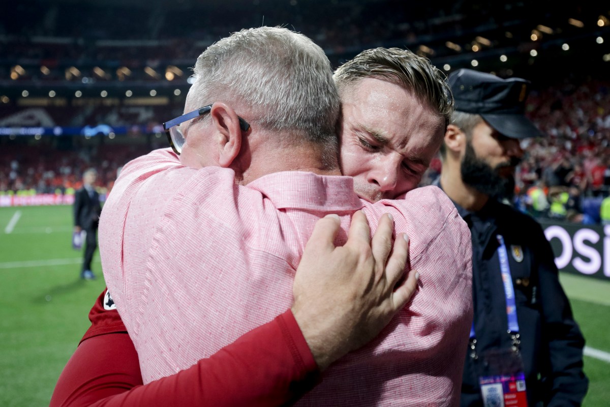 Watch crying Jordan Henderson hug his cancer-sufferer dad in emotional scene after Champions League win with Liverpool