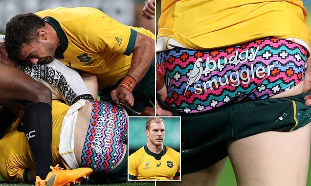 Footy star David Pocock has a VERY revealing wardrobe malfunction during the Wallabies’ opening Rugby World Cup clash