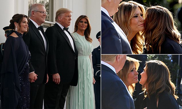 Scott Morrison arrives at the White House for a state dinner with Donald Trump in the Rose Garden with Nicole Kidman and Greg Norman – after Melania gave Jenny a VERY frosty reception