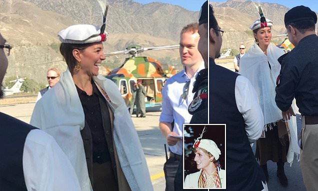 In Diana’s footsteps: Kate Middleton wears the SAME traditional Pakistani hat as Prince William’s mother as Royals retrace her 1991 visit to the Himalayan foothills on the second full day of their historic tour