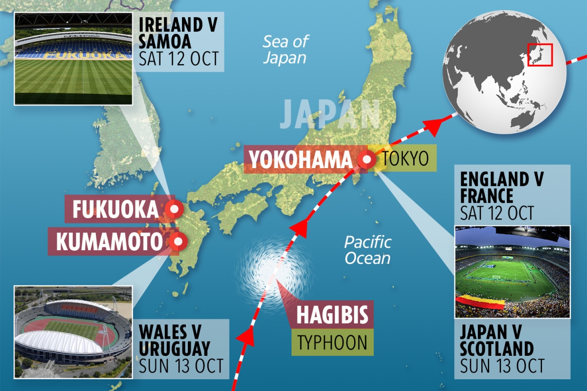 How Typhoon Hagibis could affect Rugby World Cup final pool games – including England, Scotland and Wales