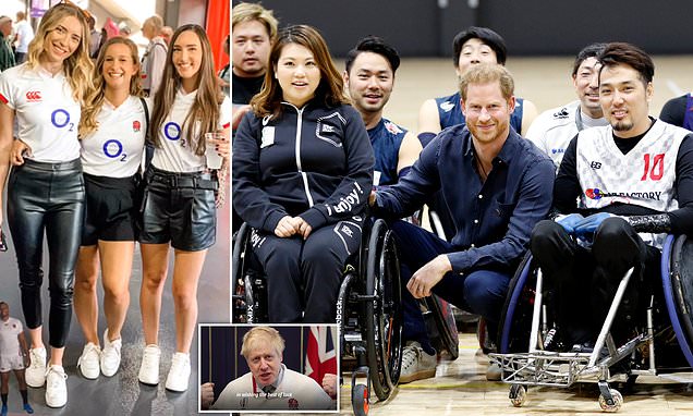 England expects! Prince Harry leads rugby fans gathering for the world cup final in Japan as millions tune in across the world to see Owen Farrell’s heroes take on South Africa for their second title