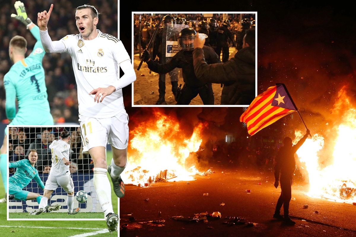 Barcelona 0 Real Madrid 0: VAR rules out Bale winner but El Clasico is briefly halted by pro-Independence protests