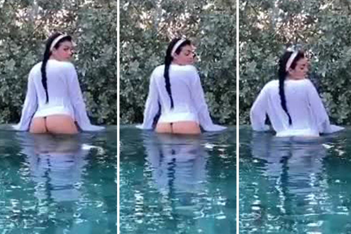 Cristiano Ronaldo’s stunning girlfriend Georgina Rodriguez flashes her bum in bizarre slo-motion pool video